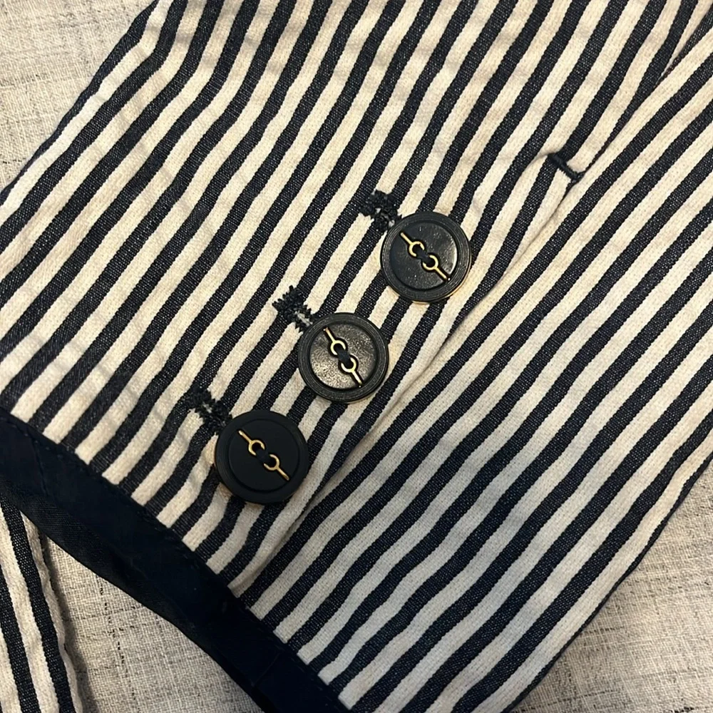 Sandro seersucker navy white stripe blazer - Picture 2 of 13